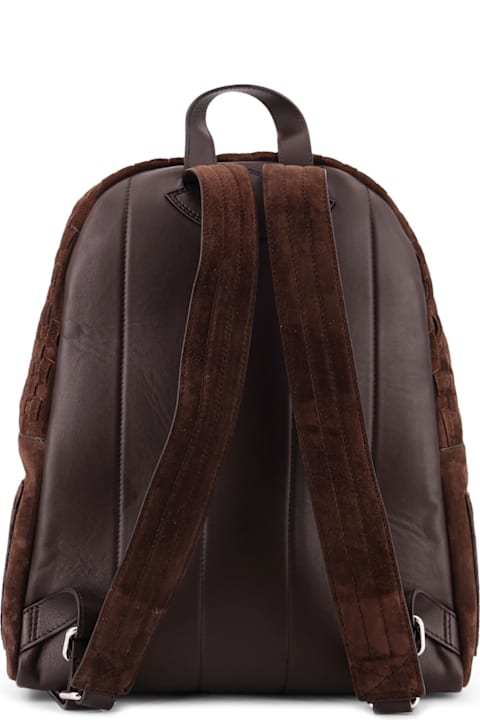 Orciani for Kids Orciani Suede Backpack With Woven Pattern