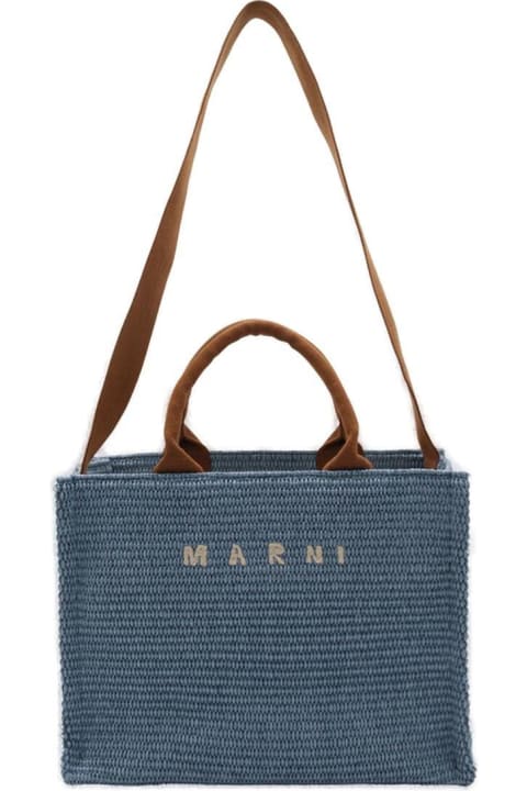 Marni Women Marni Logo Embroidered Woven Tote Bags Marni
