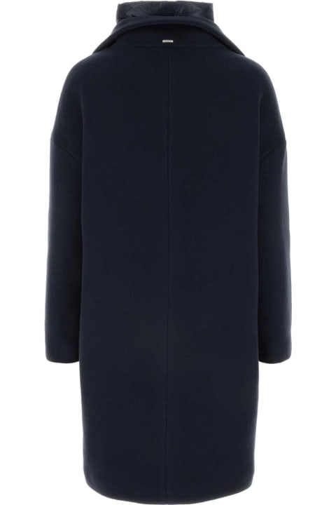 Coats & Jackets for Women Herno Dark Blue Wool Blend Coat