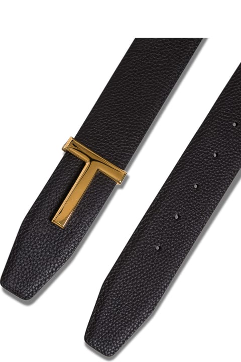 Tom Ford Man's Reversible  Brown And Black Leather T Belt