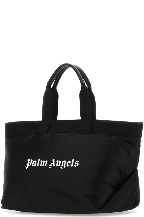 Palm Angels Totes for Men Palm Angels Black Fabric Shopping Bag