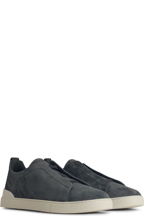 Zegna Sneakers for Men Zegna 'triple' Navy Suede Sneakers