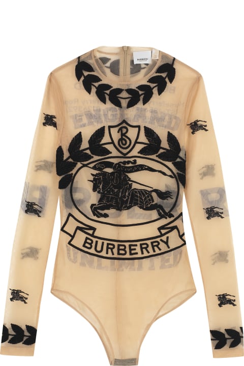 Underwear & Nightwear for Women Burberry Embroidered Tulle Bodysuit