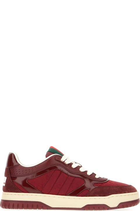 Gucci Shoes for Women Gucci Tiziano Red Leather And Gg Supreme Fabric Re-web Sneakers