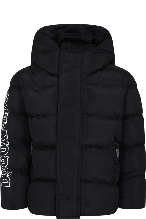 Coats & Jackets for Boys Dsquared2 Black Jacket For Boy With Logo