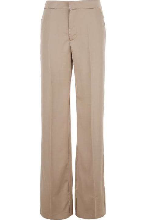 Homeware The Andamane Beige Pants With Pences On The Front In Tech Fabric Woman