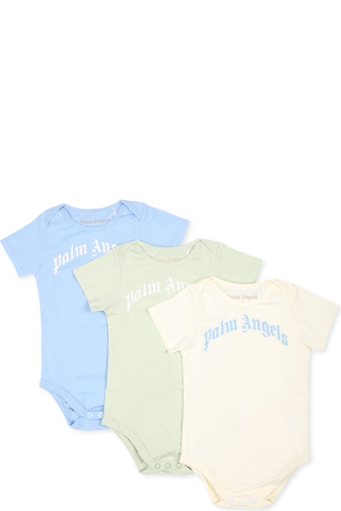 Palm Angels أطقم وبودي سوت لـ رُضع بنات Palm Angels Multicolor Bodysuit Set For Baby Boy With Logo