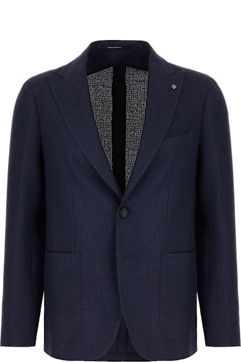Suits for Men Tagliatore Navy Blue Wool Blend Blazer