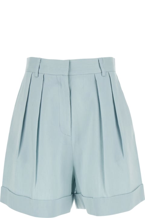 The Andamane Clothing for Women The Andamane Light Blue Shorts With Pinces In Linen Blend Woman