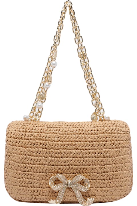 self-portrait for Men self-portrait Raffia Bow Charm Shoulder Bag