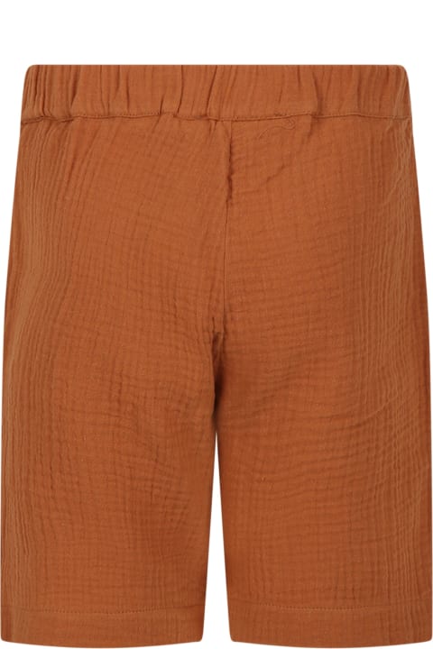 Brown Shorts For Boy With Print And "i Love Doodle" Writing
