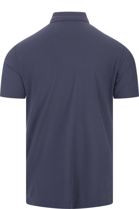 ウィメンズ新着アイテム Zanone Avio Blue Cotton Short-sleeved Polo Shirt