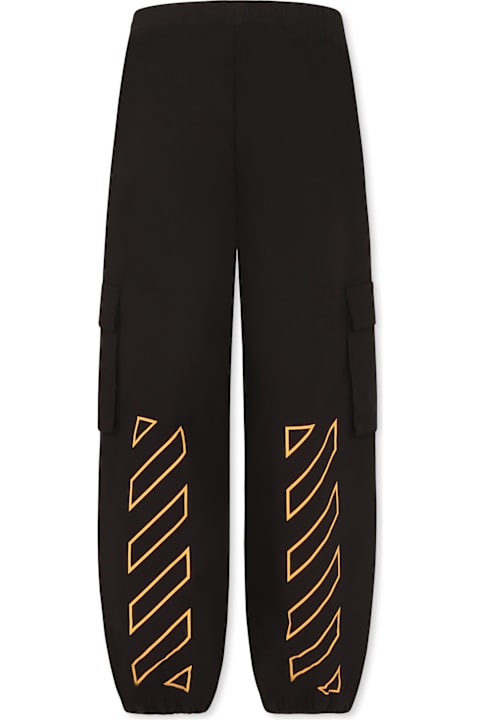 Off-White Bottoms for Boys Off-White Black Trousers For Boy With Arrows