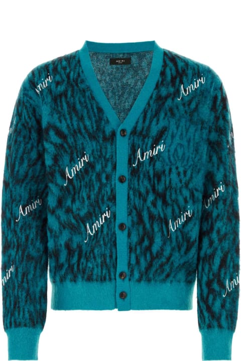 Sweaters for Men AMIRI Embroidered Alpaca Blend Cardigan