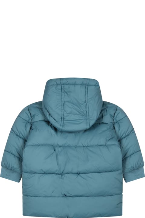 Topwear for Baby Boys Timberland Light Blue Bomber For Baby Boy With Logo