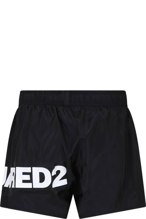 Swimwear for Boys Dsquared2 Black Swim Shorts For Boy With Logo