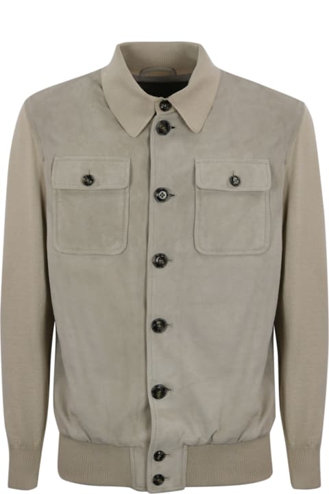 Barba Napoli Coats & Jackets for Men Barba Napoli Truman Jacket In Leather And Knit