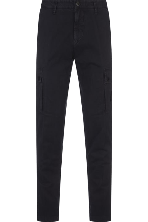 Stone Island Pants for Men Stone Island Navy Blue Cargo Trousers In Broken Twill Stretch Cotton