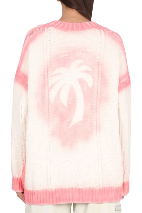 Palm Angels Sweaters for Women Palm Angels Patent Leather Effect Palm Cardigan