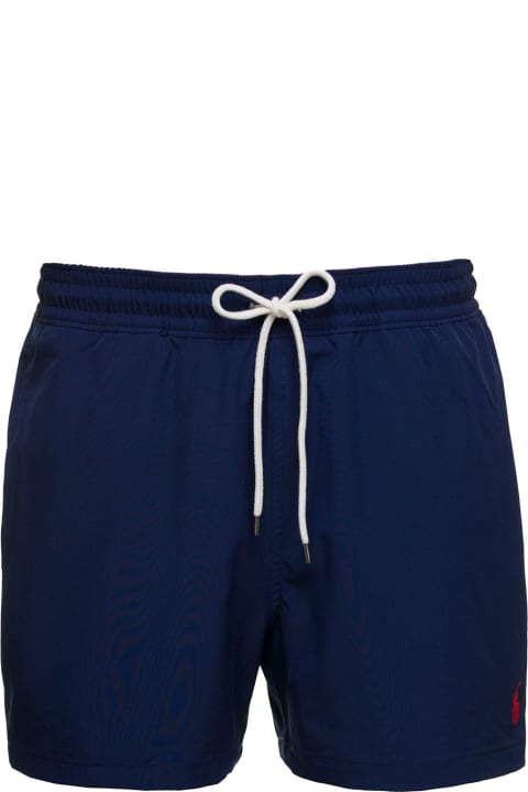 Ralph Lauren for Men Ralph Lauren Blue Swim Trunks With Embroidered Logo And Logo Patch In Nylon Man