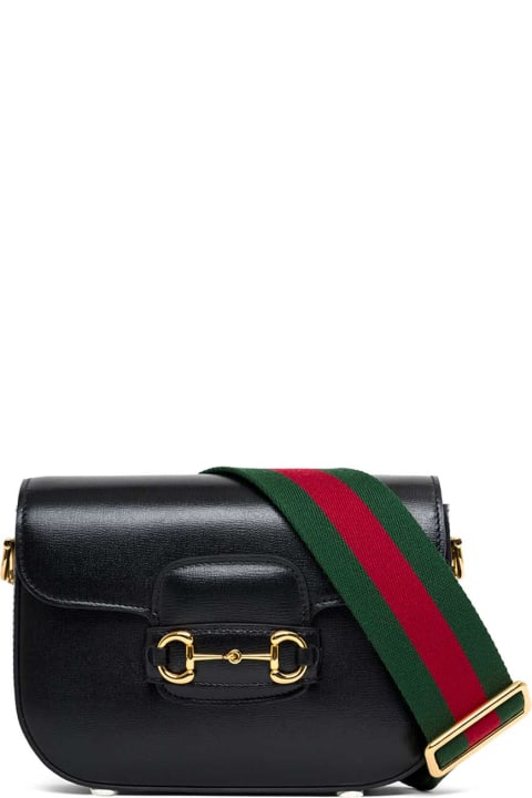 Totes for Women Gucci Woman's Horsebit 1955 Black Leather Crossbody Bag