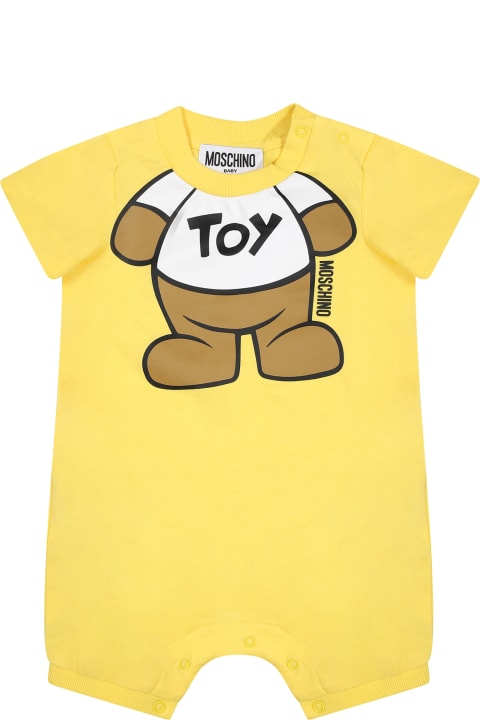 Bodysuits & Sets for Baby Girls Moschino Yellow Romper For Baby Kids With Teddy Bear
