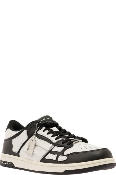 Homeware AMIRI 
skel Top Low
 White And Black Sneakers With Skeleton Patch In Leather Man