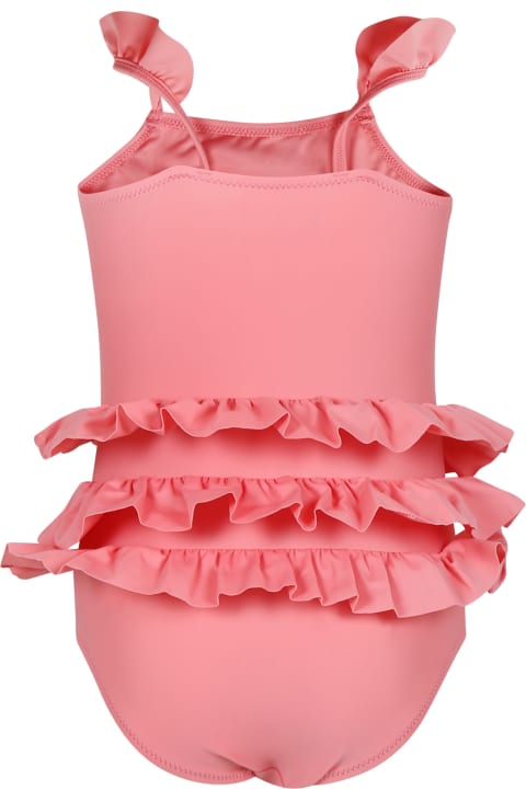 Mini Rodini Swimwear for Girls Mini Rodini Pink Swimsuit For Girl With Owl