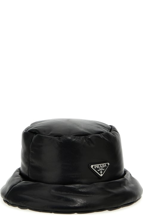 Prada for Women Prada Leather Logo Hat