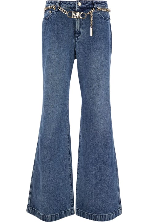 Michael Kors Collection Jeans for Women Michael Kors Collection Blue Flared Jeans With Chain Belt In Denim Woman