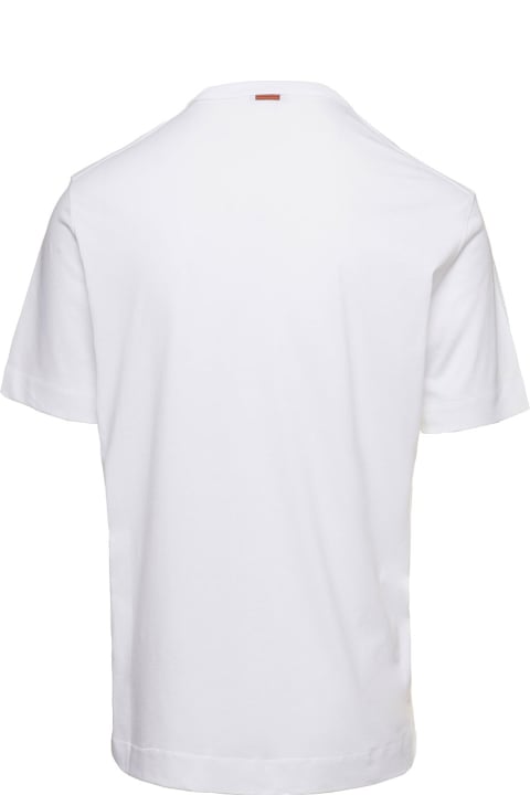 White Crewneck T-shirt With Lettering In Cotton Man Zegna