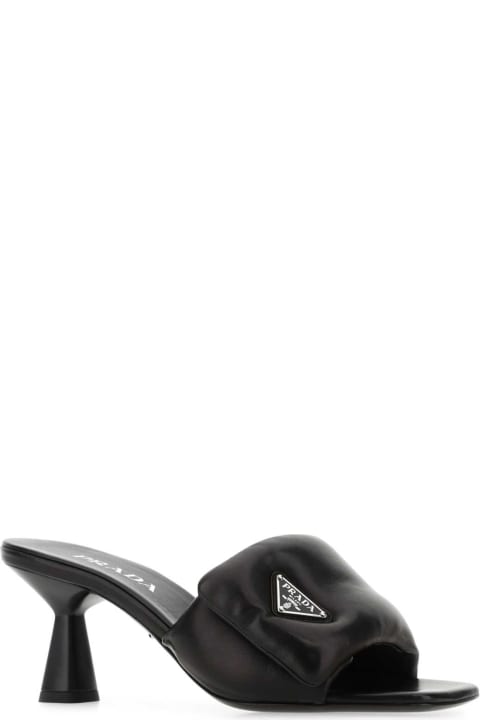 The Shoe Club for Women Prada Black Nappa Leather Mules