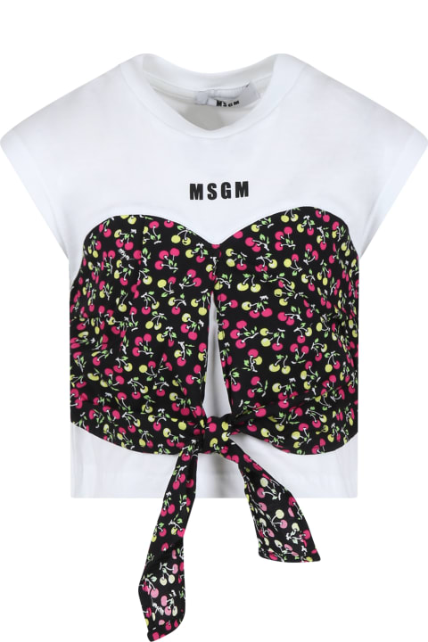 MSGM T-Shirts & Polo Shirts for Women MSGM White T-shirt For Girl With Cherryprint
