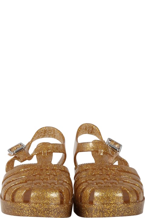 Shoes for Girls Melissa Gold Scented Sandals For Girl With Logo