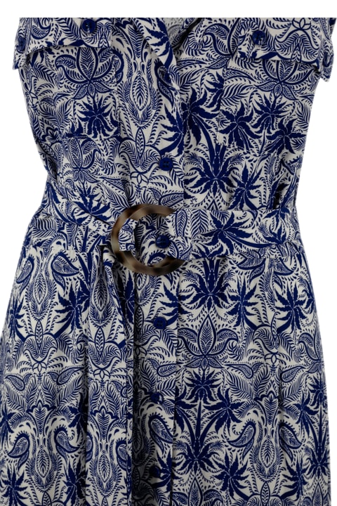 Clothing for Women Surkana Long Printed Shirt Dress Blue