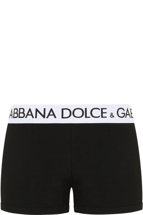 Underwear for Men Dolce & Gabbana Black Boxer Briefs With Branded Waistband In Stretch Cotton Man