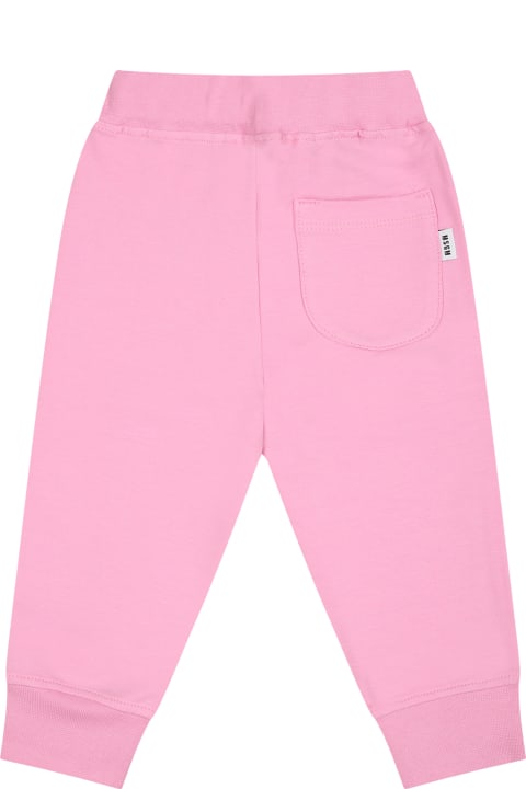 Bottoms for Baby Girls MSGM Pink Trousers For Baby Girl With Logo