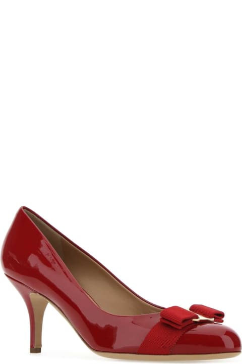 Ferragamo High-Heeled Shoes for Women Ferragamo Tiziano Red Leather Carla Pumps