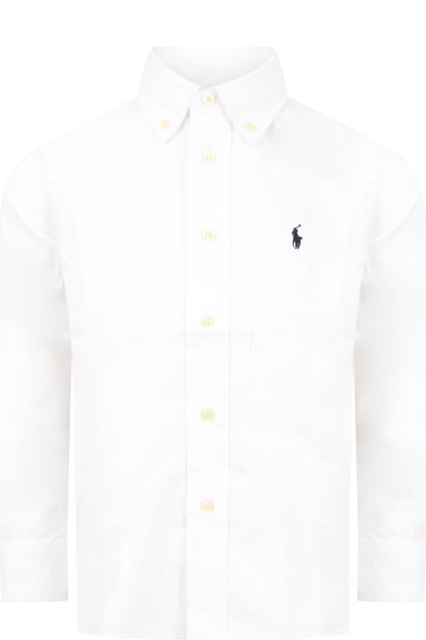 Ralph Lauren for Kids Ralph Lauren White Shirt For Kids With Iconic Blue Logo