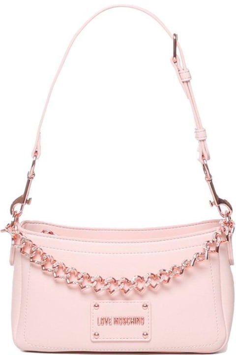 Love Moschino for Women Love Moschino Logo Plaque Chain Linked Shoulder Bag