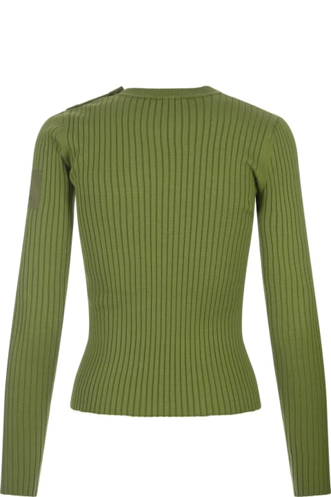 Paco Rabanne Sweaters for Women Paco Rabanne Green Ribbed Cotton Crew-neck Sweater