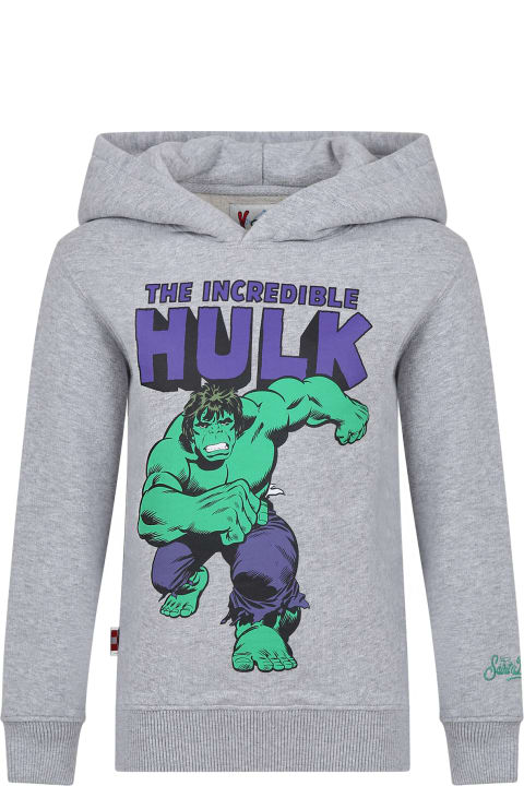 Homeware MC2 Saint Barth Grey Sweatshirt For Boy With Hulk Print