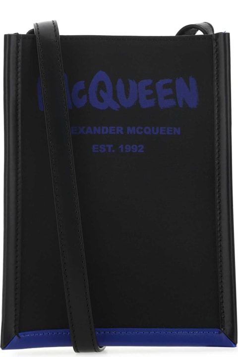 メンズ Alexander McQueenのショルダーバッグ Alexander McQueen Black Fabric Mini Edge Crossbody Bag