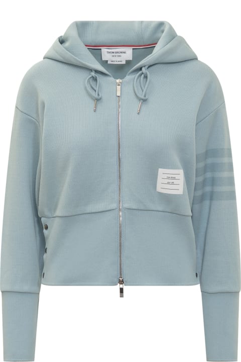 Thom Browne Coats & Jackets for Women Thom Browne Zip-up Knitted Drawstring Hoodie