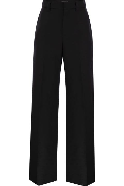 Brunello Cucinelli Pants & Shorts for Women Brunello Cucinelli Wide High-waisted Wool And Cashmere Trousers With Necklace