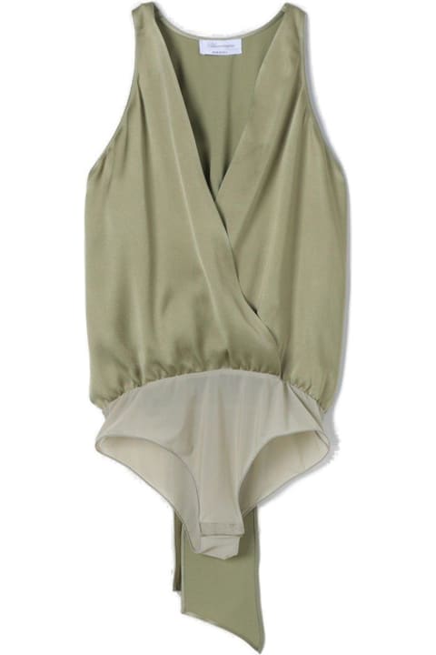 Underwear & Nightwear for Women Blumarine Plunging V-neck Open Back Satin Bodysuit Blumarine