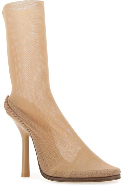 Fashion for Women Burberry Beige Stretch Tulle Ankle Boots