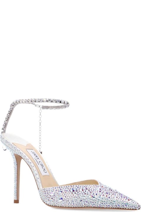 آخر صيحات الموضة من السيدات Jimmy Choo Saeda 100 Embellished Pointed-toe Pumps