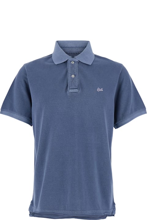ERL for Kids ERL Polo Con Colletto Classico E Logo Lettering Sul Fronte In Cotone Blu Uomo