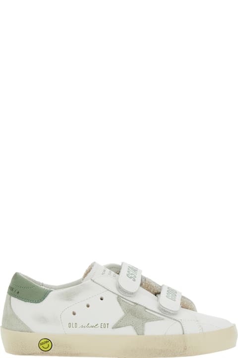 Golden Goose for Boys Golden Goose 'old School' White Sneakers With Star Patch On The Side And Logo Lettering On The Front In Leather Boy